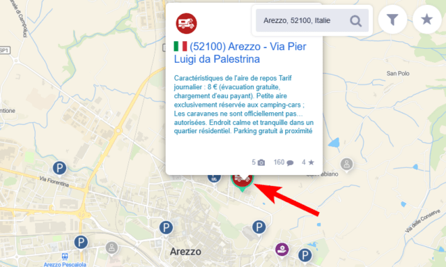 Lieux trouv&eacute;s sur le site park4night