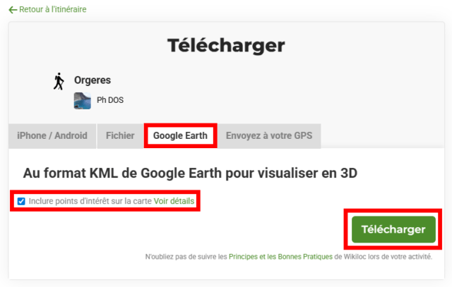 Site Wikiloc, t&eacute;l&eacute;charger un itin&eacute;raire