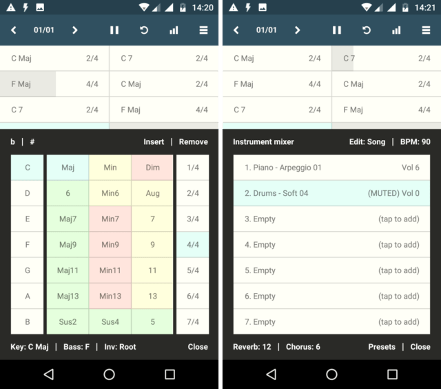 Capture d'écran de l'application Android Chordbot Lite