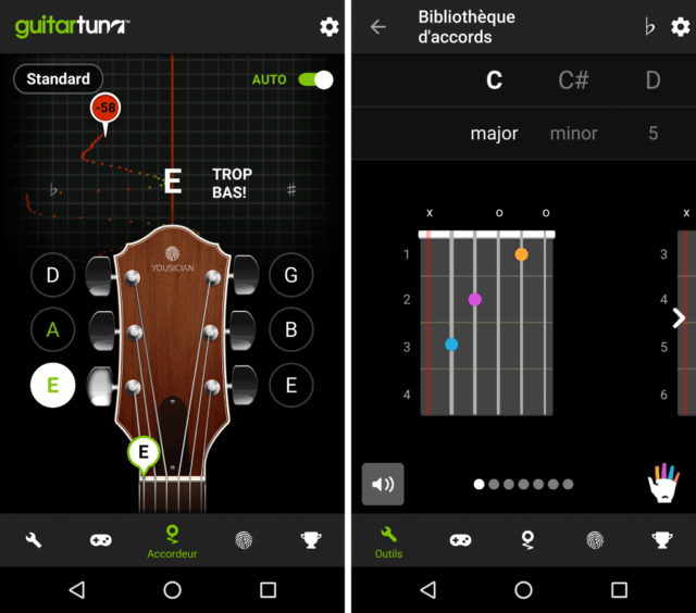 Capture d'écran de l'application Android GuitarTuna
