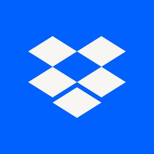 Logo Dropbox représentant une boîte blanche ouverte sur fond bleu