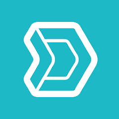 Logo Synology Drive en forme de lettre D blanche sur fond bleu turquoise
