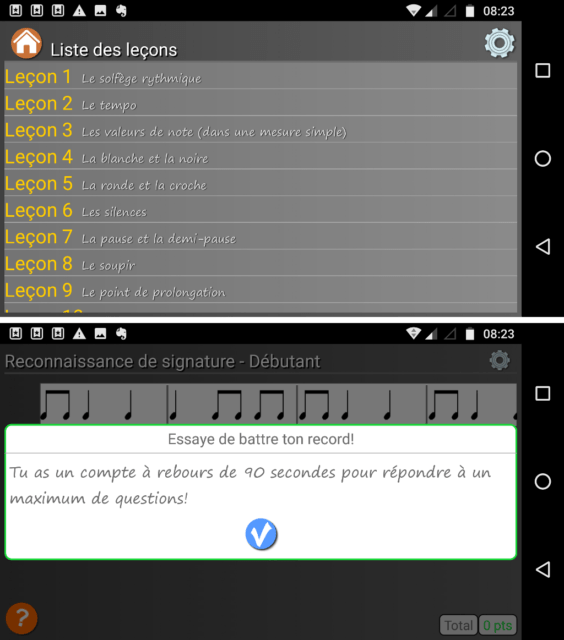 Capture d'écran de l'application Android Maître du rythme de musique.