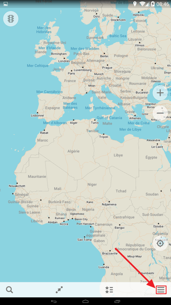 Capture d'écran de l'application Maps.me