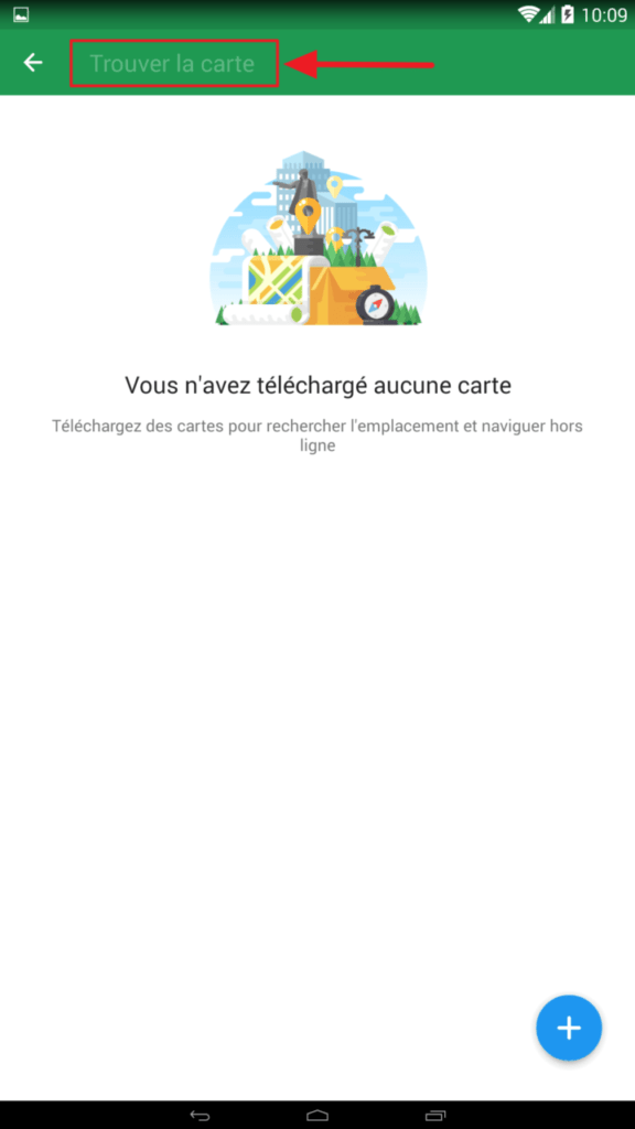 Capture d'écran de l'application Maps.me : télécharger des cartes