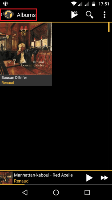 Capture d'écran de l'application MediaMonkey Android, album téléchargé.