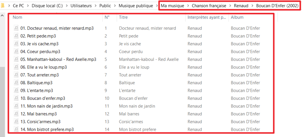 Capture d'écran de l'application explorateur Windows, fichiers physiques bien structurés.