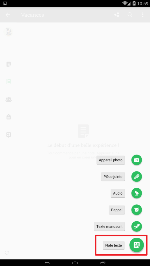 Nouvelle note Android