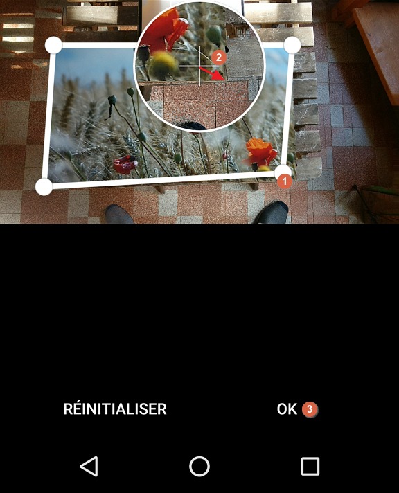 Capture d'écran de l'application PhotoScan, réglage des angles.