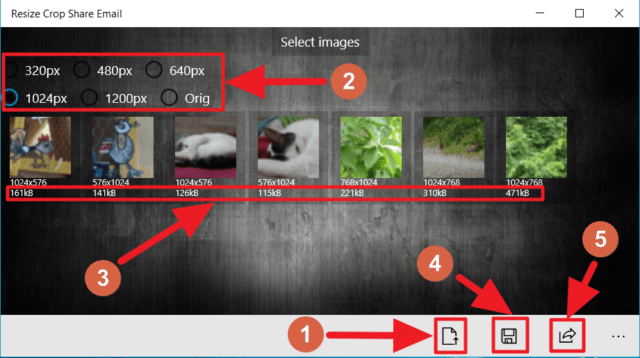 Capture d'écran de l'application Resize Crop Share Email.