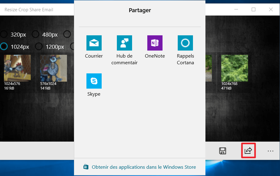 Capture d'écran de l'application Resize Crop Share Email, Partager.