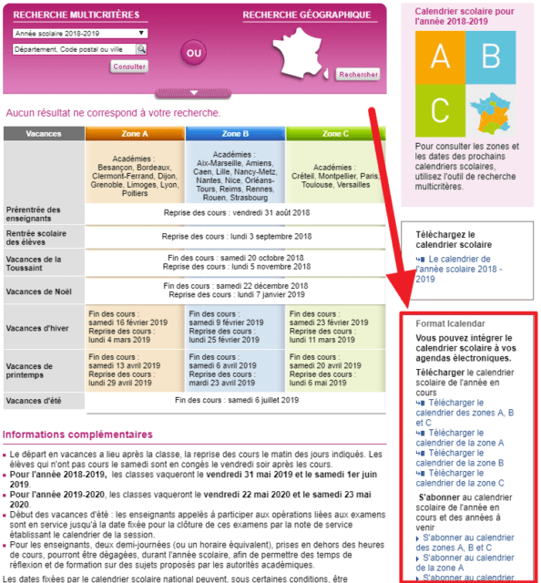 Vacances scolaires 2018 et 2020 paris