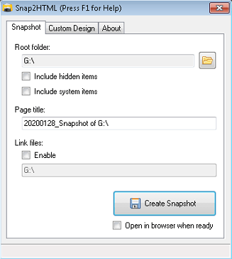 Capture d'écran de l'application Windows Snap2HTML.