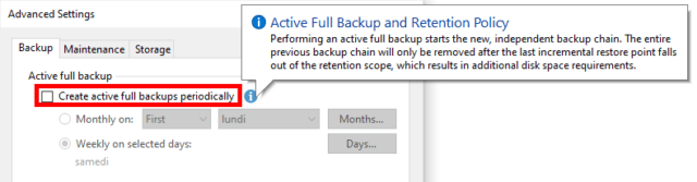 Capture d'écran de l'application Veeam Agent for Microsoft Windows, New Backup Job Advanced Settings onglet Backup